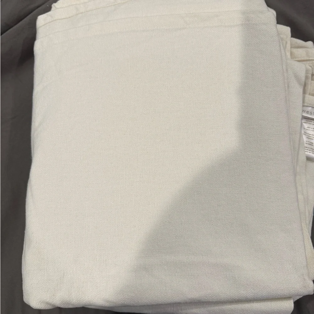 West Elm Flax Cream Linen Grommet Curtain Panels